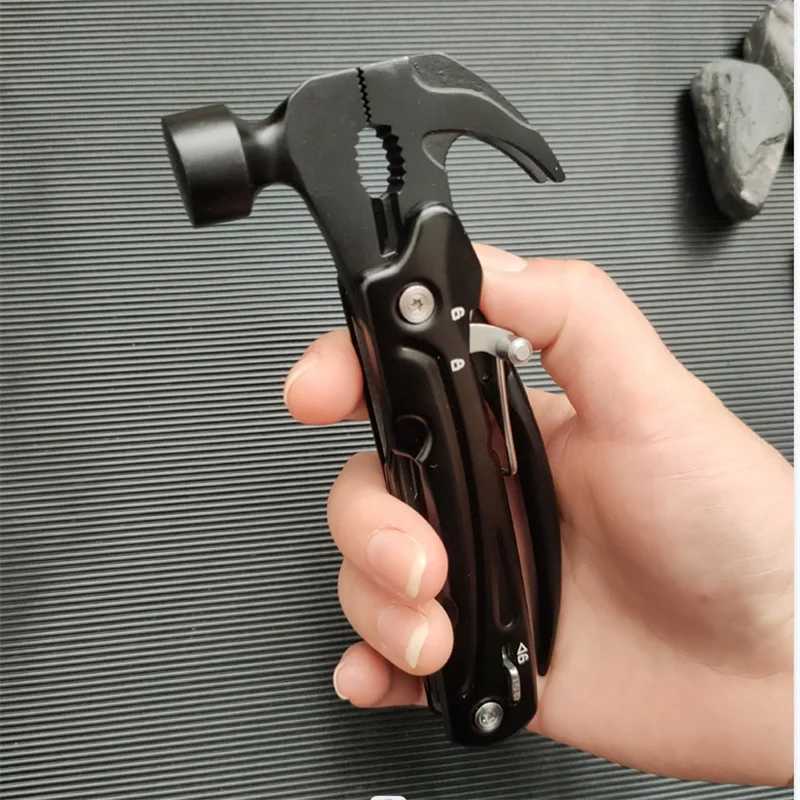 1pc 15 In 1 Multifunctional Hammer Stainless Steel Portable Folding Knife Pliers For Outdoor Survival Camping And Hiking J251121