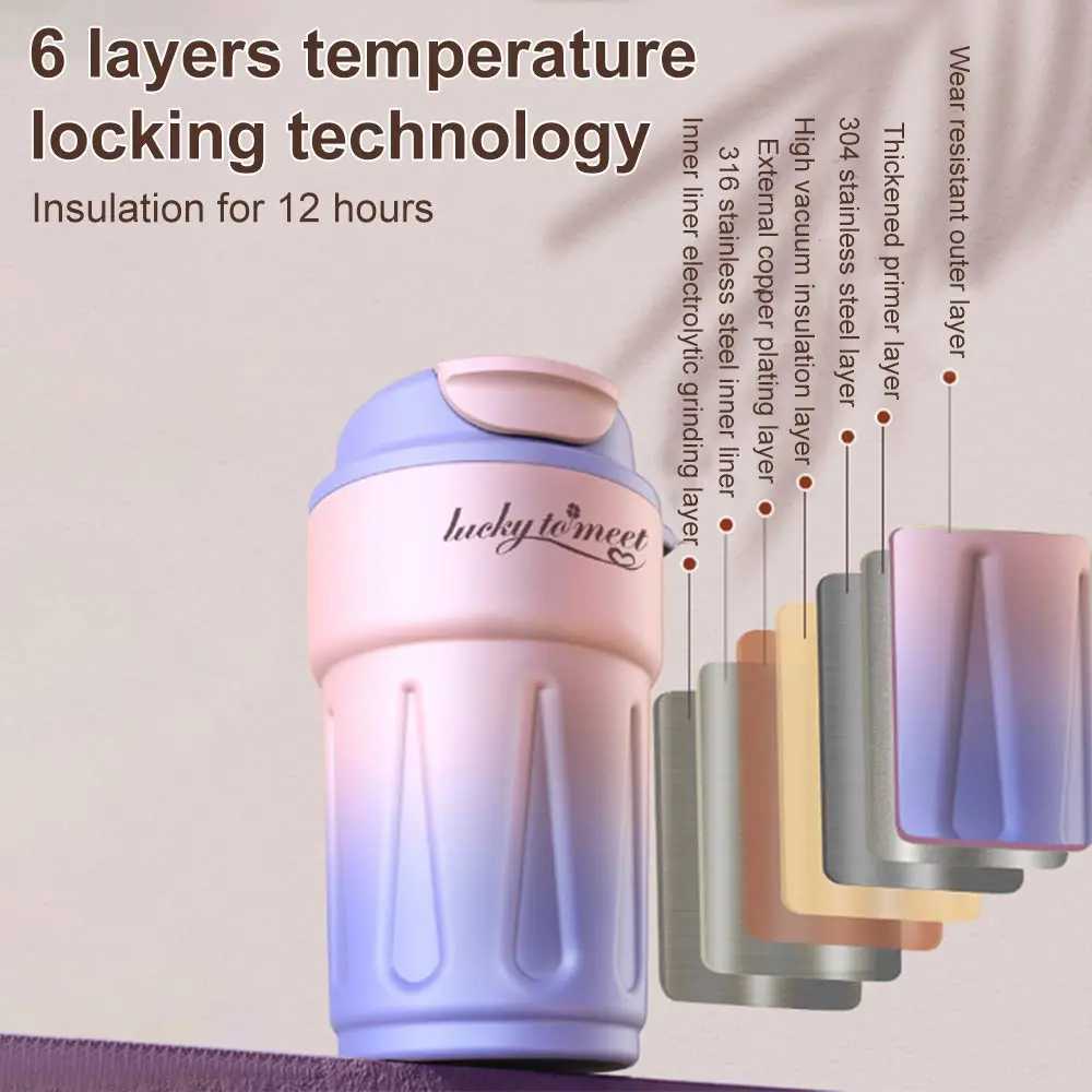 420ML Smart Coffee Cup For Girls Insulated Cups Travel Coffee Mug Stainless Steel Thermos Bottle Vacuum Flasks Christmas Gifts C251008