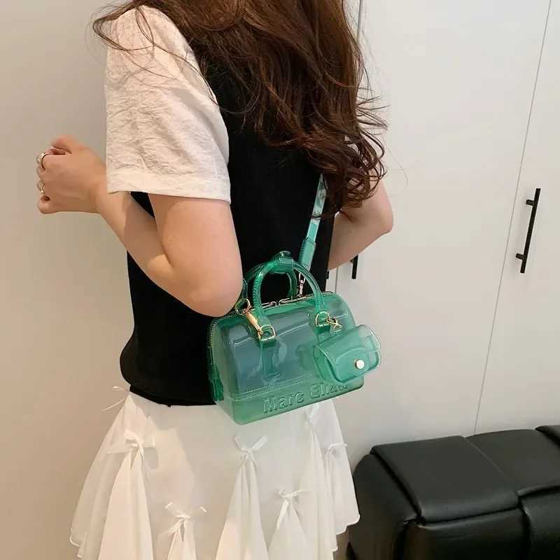 Fashionable Macaron Colored Shoulder Crossbody Bag Womens Handbag Jelly Material Versatile Handbag Medium Hardness Zipper ClosuT251007