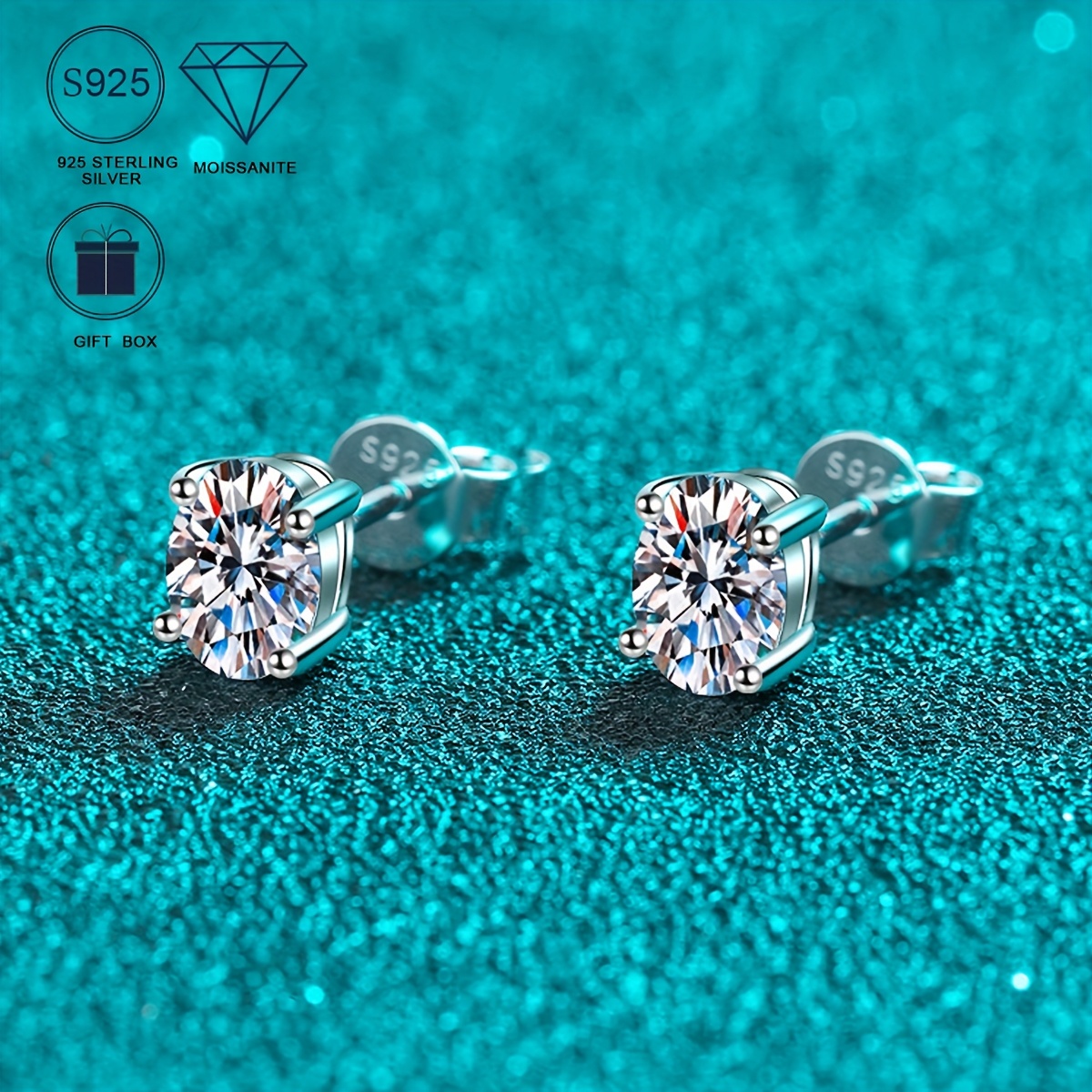 MT GRA 0.5ct *2 Oval Moissanite Earrings for Women D Color VVS1 Clarity Hypoallergenic 925 Sterling Silver Engagement & Wedding Fine Jewelry whit GRA 
