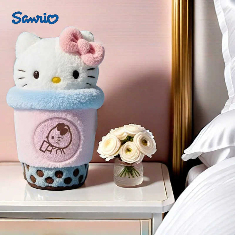Sanrio 18cm Kawaii Hello Kitty Milk Tea Plush Dolls Kawaii Soft Stuffed Plush Toys Anime Cartoon Bag Pendant Girls Birthday Gift H251127