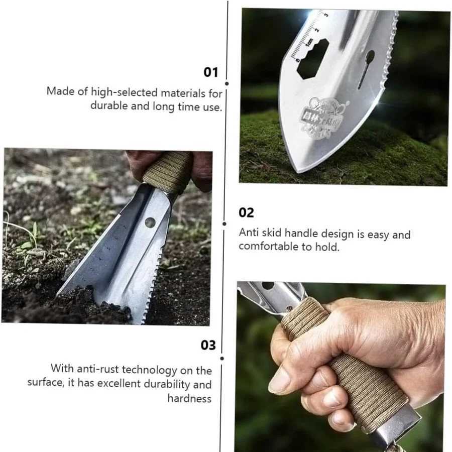Scoop Steel Portable Spade Garden Tools Field Survival ToolsOutdoor Stainless Steel Multifunctional Small Tactical Hand Shovel J251121