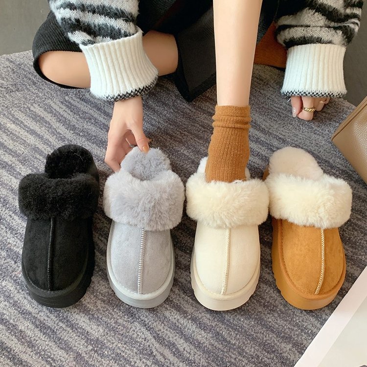 Free shipping designer Slippers Slippers plus size hairy snow boots thick soled flat bottomed womens cotton shoes for outerwear