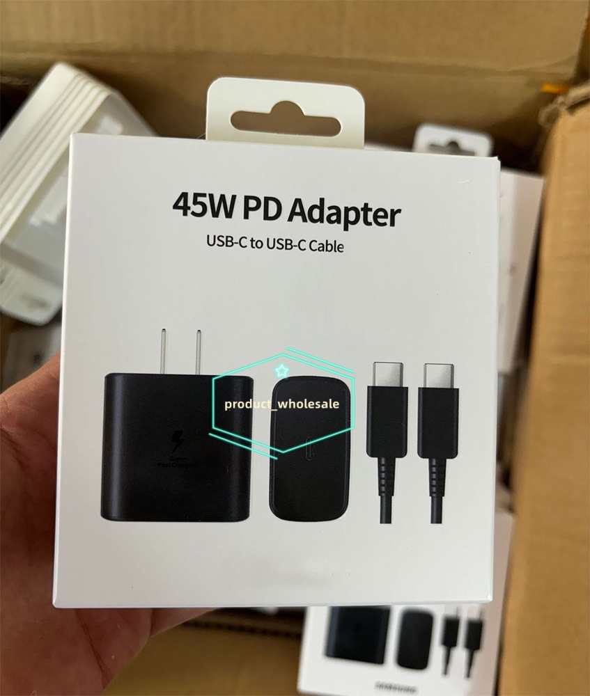 2 in 1 Full 45W TA845 PD charger Super Fast Charging USB-C C to C Cables Quick Charge Cord USB Type C US EU Plug AC Power Adapter Chargers For Samsung S23 S22 S20 EP-TA845