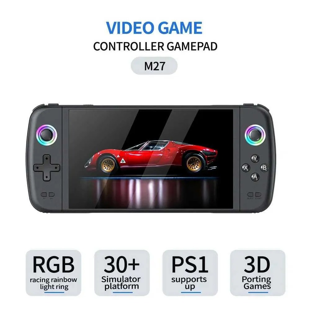 M27 7inch Screen Handheld Video Game Console 64G 20000+ Game Portable Game Player WiFi Bluetooth HD TV Output Retro Gaming Game Console Machine