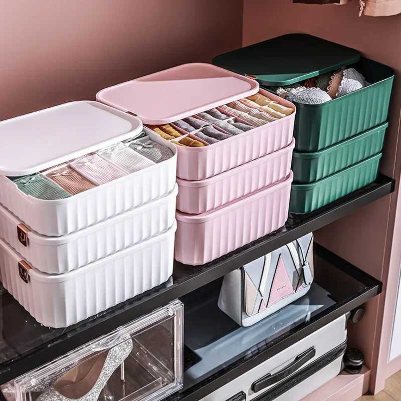 Underwear Storage Box Closet Organizer Underwear Socks Bras Organizer Drawer Clothes Finishing Box With Lid Wardrobe Organizer C251008