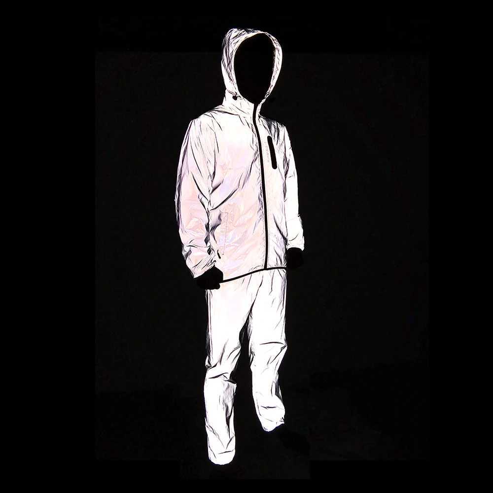 WOSAWE Full Reflective Jacket with Hoodie High Visibility Waterproof Wind Breaker Men Women Hiking Cycling Running Safety Vest J251008