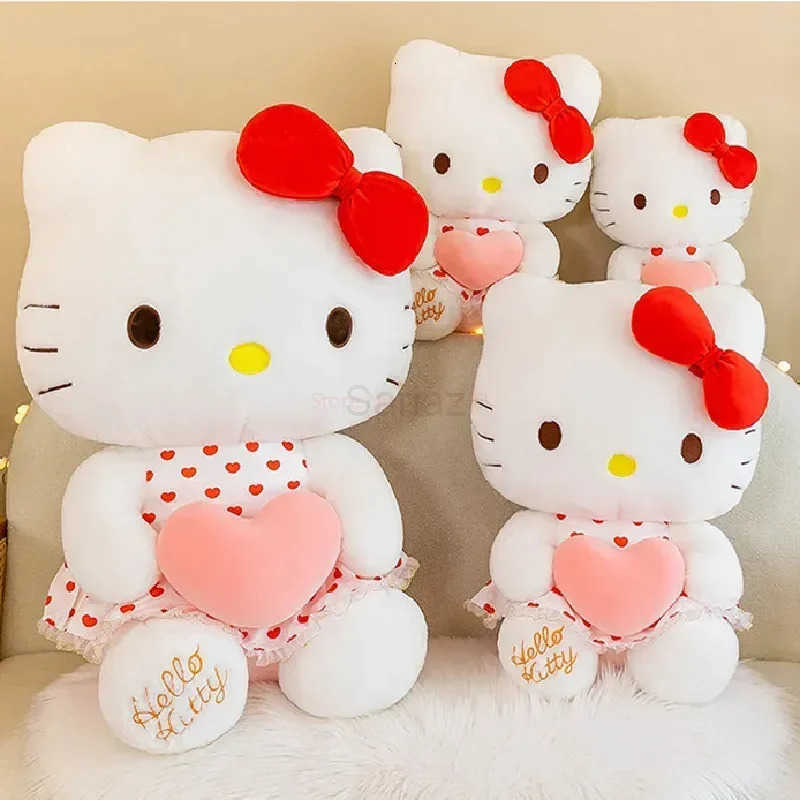 Sanrio New Cartoon Anime Sheer Dress Hello Kitty Plush Doll Big Cute Room Decoration Plush Toy Sleeping Pillow Kawaii Soft Toy L251008