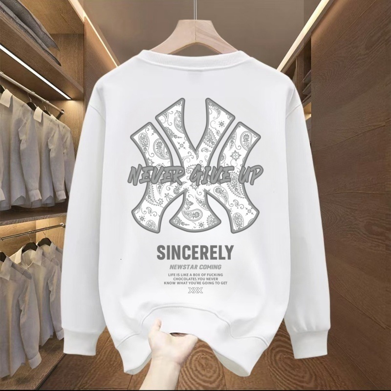 Men's Hoodie Without Cap Casual Autumn Winter New Designer Hoodie Loose Long Sleeve T-shirt Trendy Designer Shirt Crew Polo Neck Pullover Top