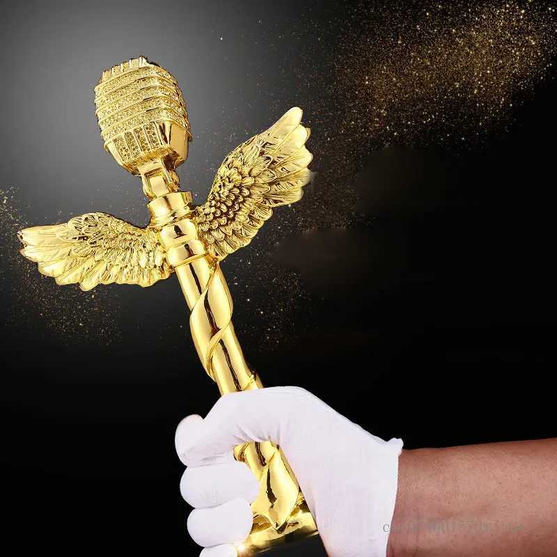 Electroplated Resin Microphone Trophy Singer Host Speech Presentation Award He Decoration Trophy Custi 1Pc Y251008