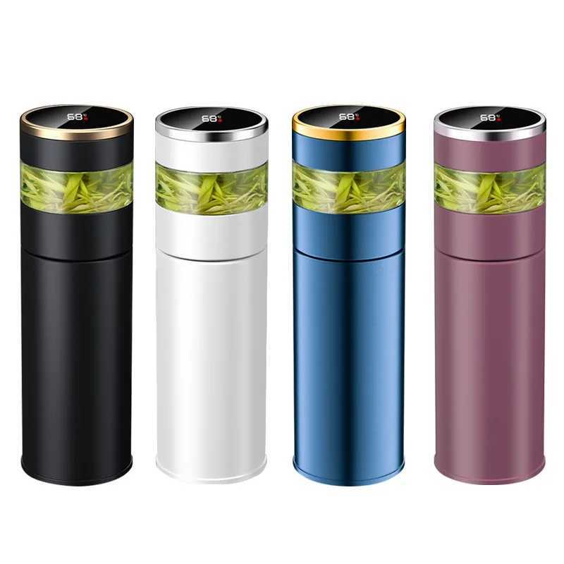 Cups Intelligent 304 Stainless Steel Vacuum Cup Temperature LED Display Tea Cup With Glass Partition Tea And Water Vacuum Bottle C251008