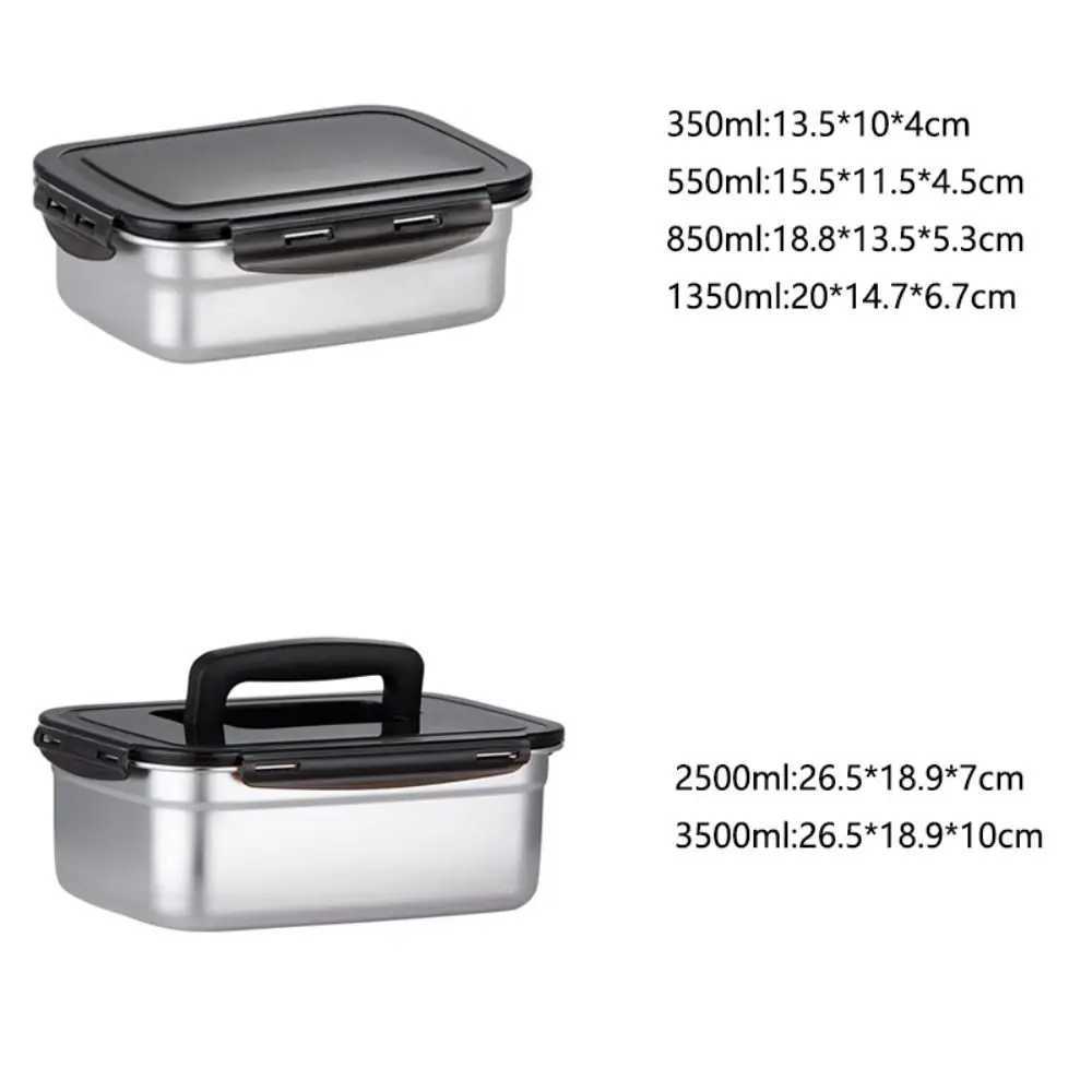 with Handle Stainless Steel Crisper Sealed Large Capacity Freshkeeping Box Rectangular Korean Pickle Box Picnic C251008