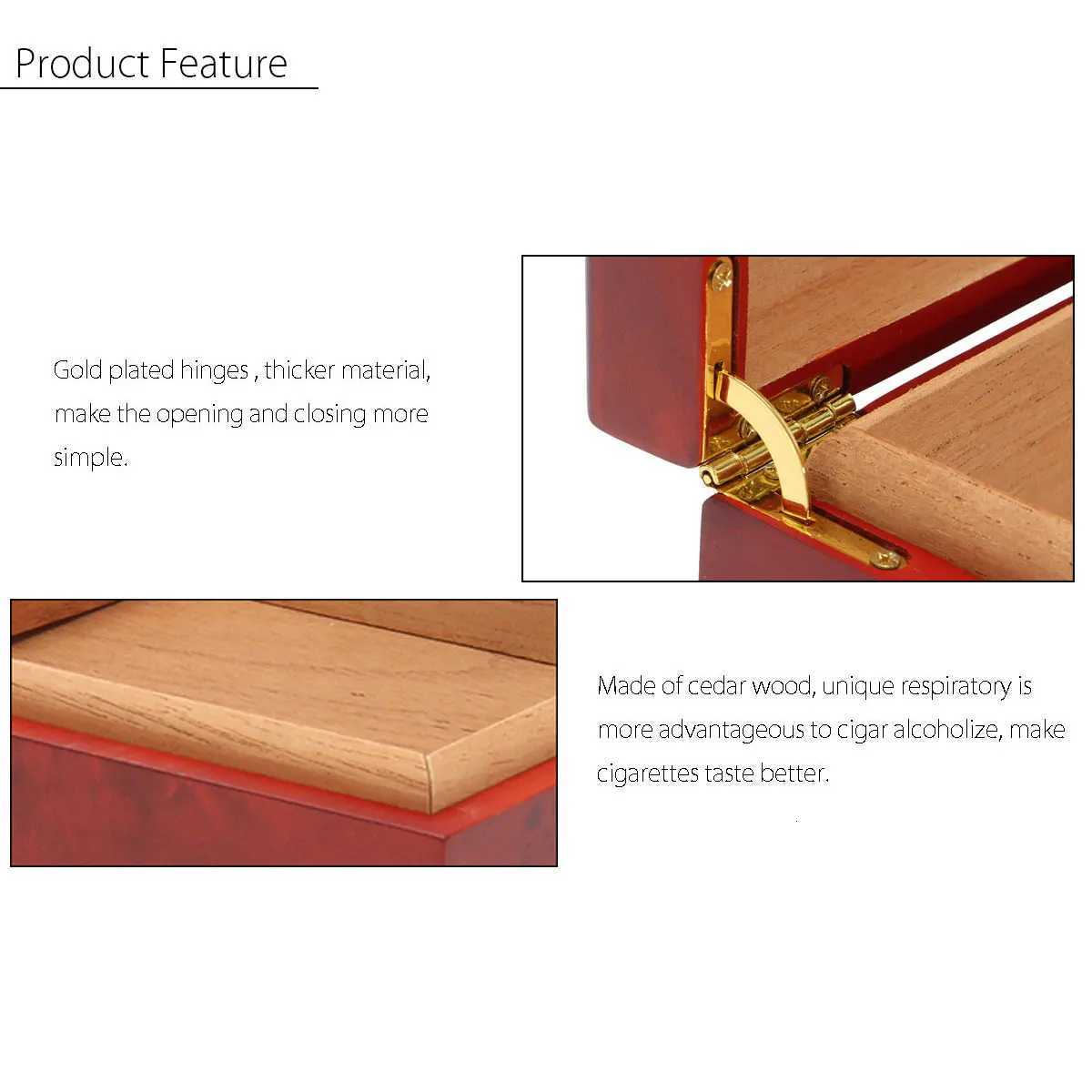 20 Count Cigar Humidor Box Wood Lined Portable Smoking Accessories Humidor Humidifier With Hygrometer Case Moisturizing Device Y251008