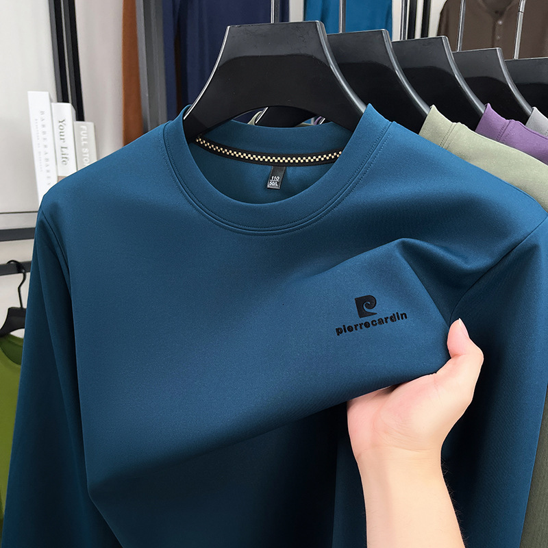 Middle-aged Men's Long Designer Shirt Designer Hoodie Sleeve Sweatshirt T-shirt 2025 New Spring Polo Autumn Round Neck Fashion Casual Dad's 