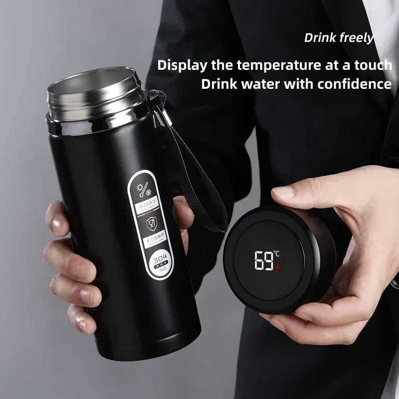 800ML1L Stainless Steel Thermos Bottle with LED Temperature Display Tea Water Bottle Vacuum Flask Portable Cups Water Bottle C251008