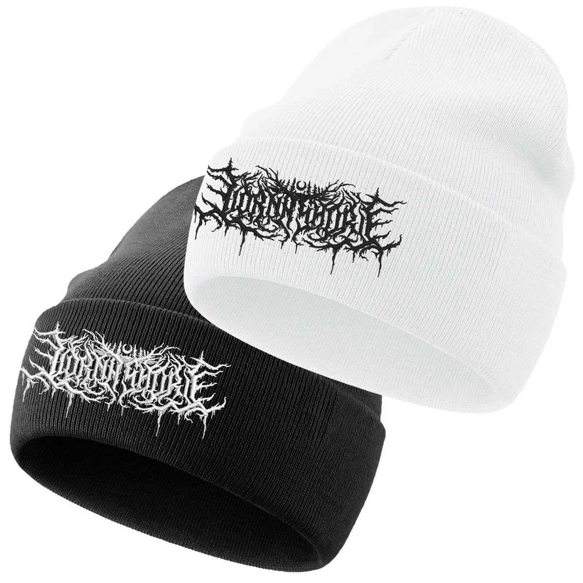 Lorna Shore Beanie Embroidery Grunge Knitted Hat Soft Gothic Y2k Punk Streetwear Winter Hat Unisex Outdoor Sports HatXJ251008