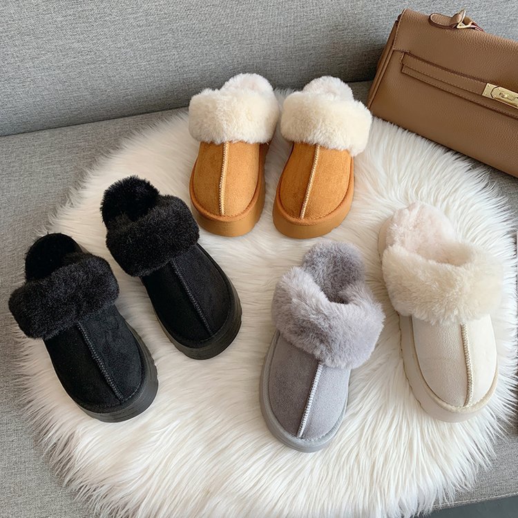 Free shipping designer Slippers Slippers plus size hairy snow boots thick soled flat bottomed womens cotton shoes for outerwear