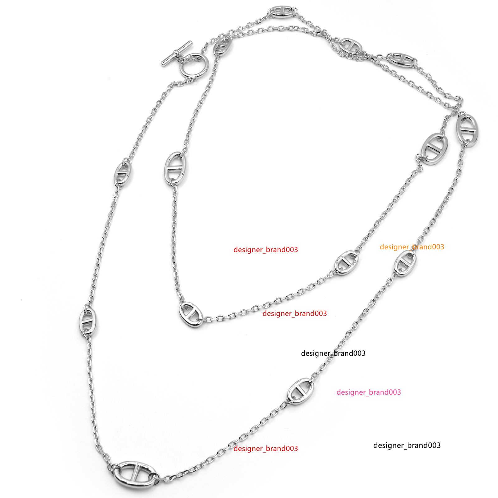 Luxury Designer Jewelry Pig Nose Long Necklace Sweater Chain 120cm with O-t Clasp 18k Gold Plated Brass for Women hernesliness H hermaesism herneism Hemmes DXBU