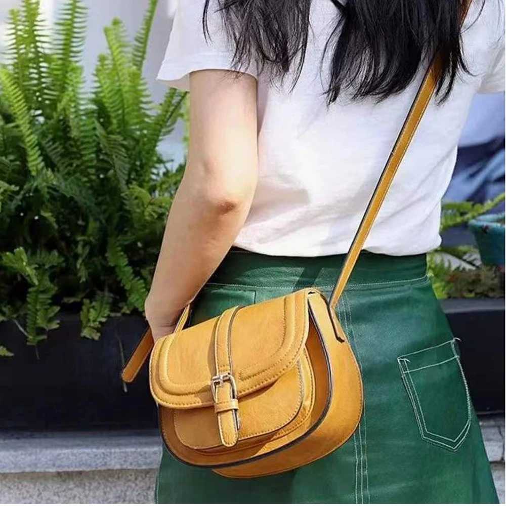 Fashionable New Retro Saddle Bag Versatile Single Shoulder Bag Crossbody Womens Bag European and American Fashion Womens HalfT251007