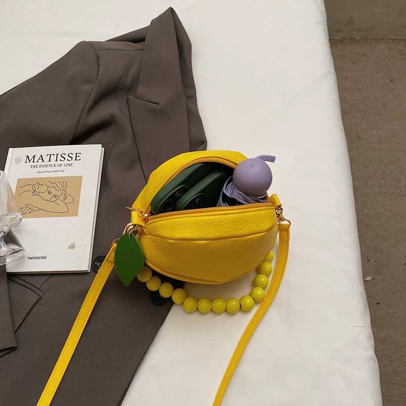 Cute Lemon Fashion Dopamine Style Womens Shoulder Bag Fashion Personality PU Solid Color Crossbody Bag Lightweight Fruit BagT251007