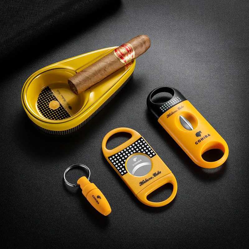 Cigar Cutter Tool Set Ceramic Ashtray Multifunctional Smoking Accessories for Cigarette Smoking Y251008