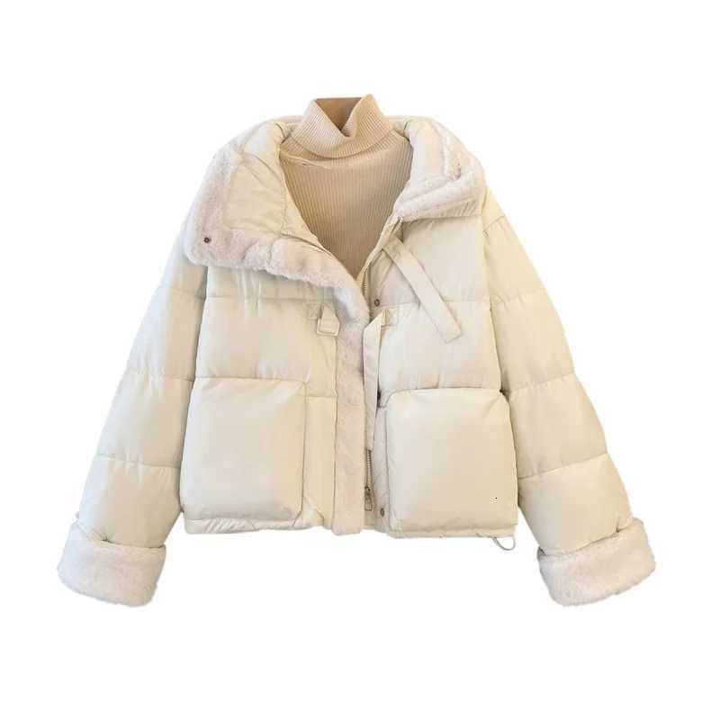 Women Parkas Cuff Splicing Lamb Wool Stand Collar Warm Cotton Coat Female Winter Coat Thicke Bread Cotton Padded Coat OuterweaT251105