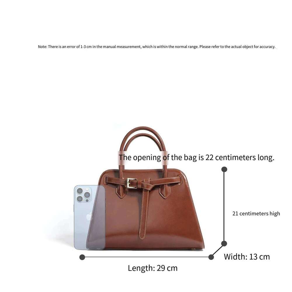 Luxury bag Leisure Hard Cow Leather Women Shoulder Bag Large Fashion Magnetic Button Open Tote Female Handbag Brown