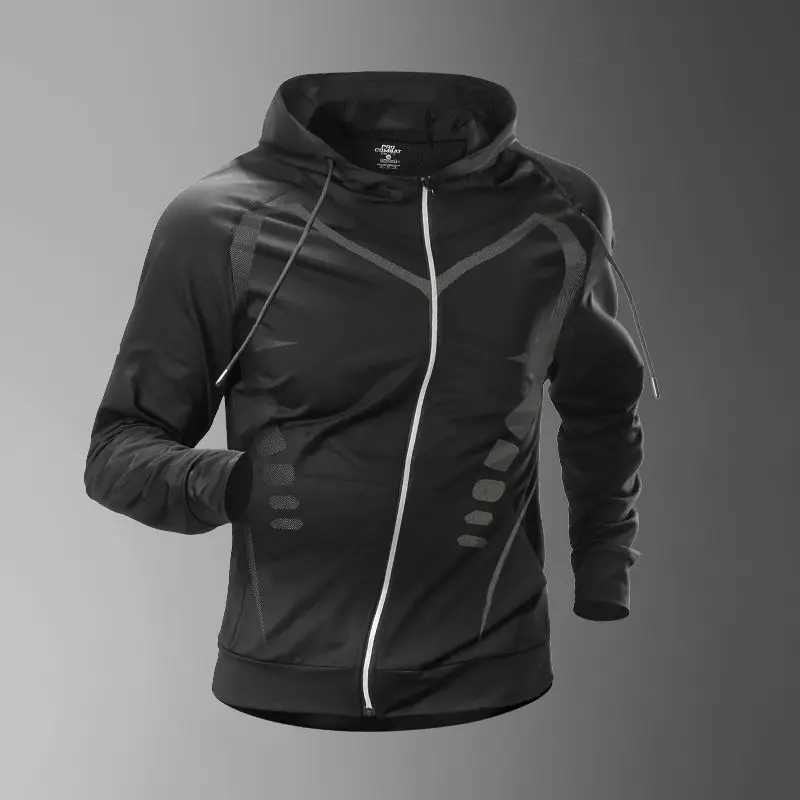 Mens SpringAutumn QuickDry Hooded Jacket for Running Cycling FitnessGymTrackSoccer Basketball Volleyball Badminton J251008