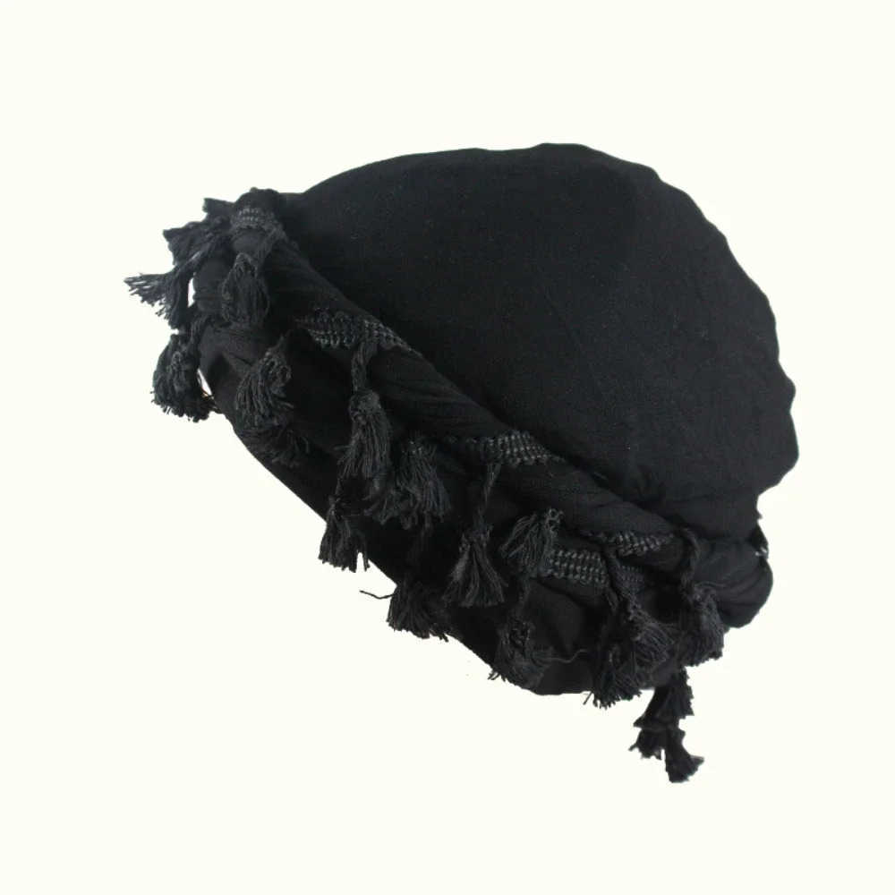 Babalet Halo Turban for Men Women Satin Lined Durag Head Wraps Skull Cap PreTied Tassels Braid Beanie Vintage Twist Bonnet M251008