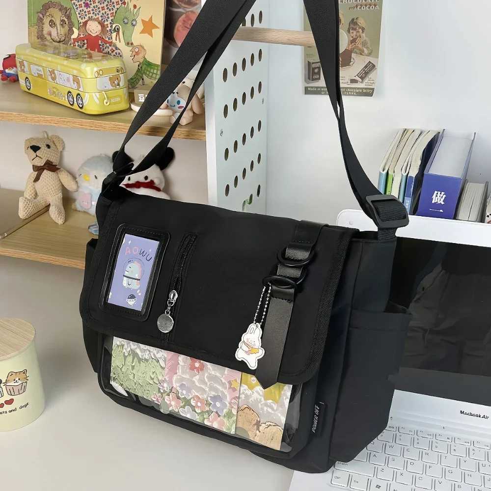 Y2K Japanese Harajuku School Bags for Teenage Girls New 2024 Transparent Itabag Crossbody Bag DIY Badges Display Plate Ita BagT251007