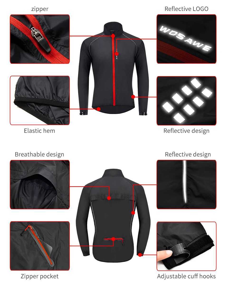WOSAWE Windproof Cycling Jackets Summer Light Weight Bicycle Jackets Windbreaker Riding Outdoor Sunscreen Riding Equipment J251008