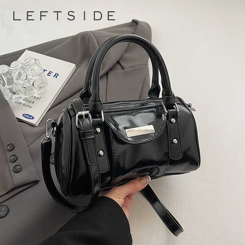 Designer LEFTSIDE Small PU Leather Shoder Bags for Wen 2024 Winter Y2K New Designer Trend Fem Tote Bag Lady Short Handle Handbags Y251120