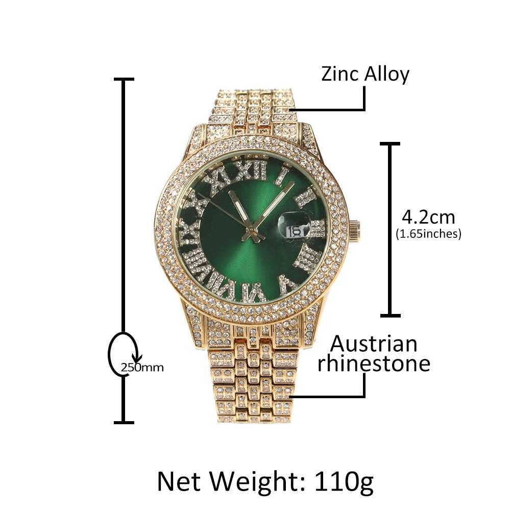 THE BLING KING Luxury Wrist Wacth Big Pink Dial Full Iced Out Two Tone Quartz Clock Business Waterproof Watches For Men Women W250903