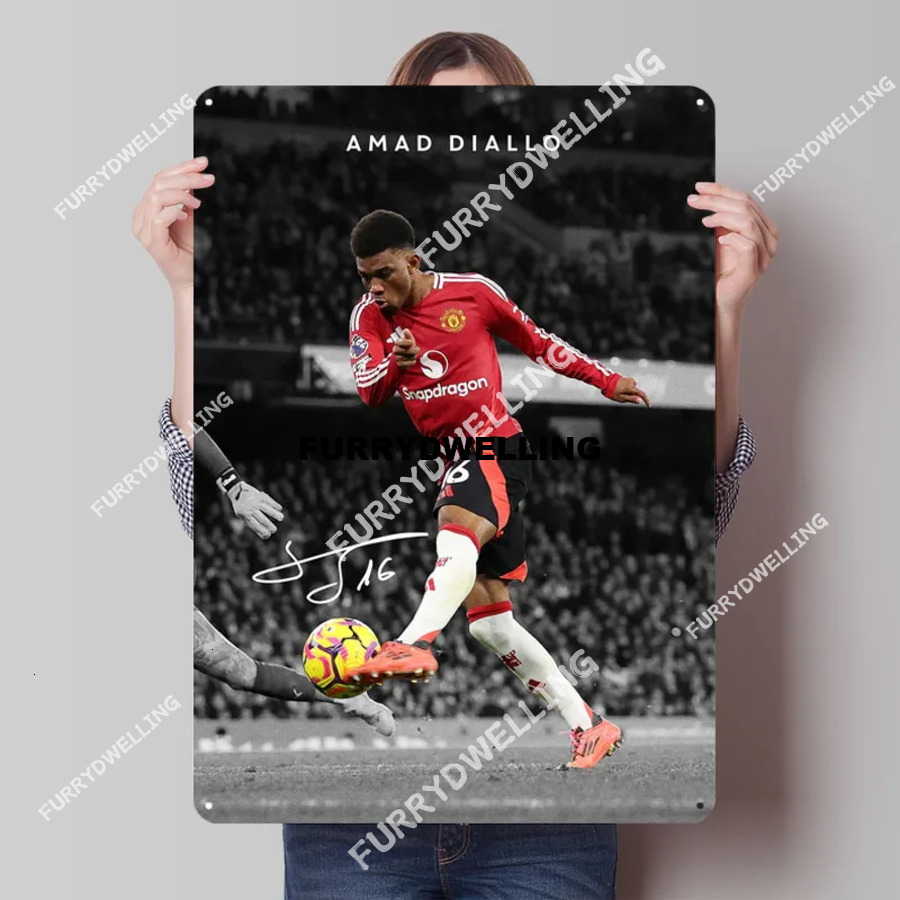 Amad Diallo Tinplate Sign Football Dwe74 Boxing Poster Items Sports Metal Signs Wall Art Decoration Decorations For Home Retro