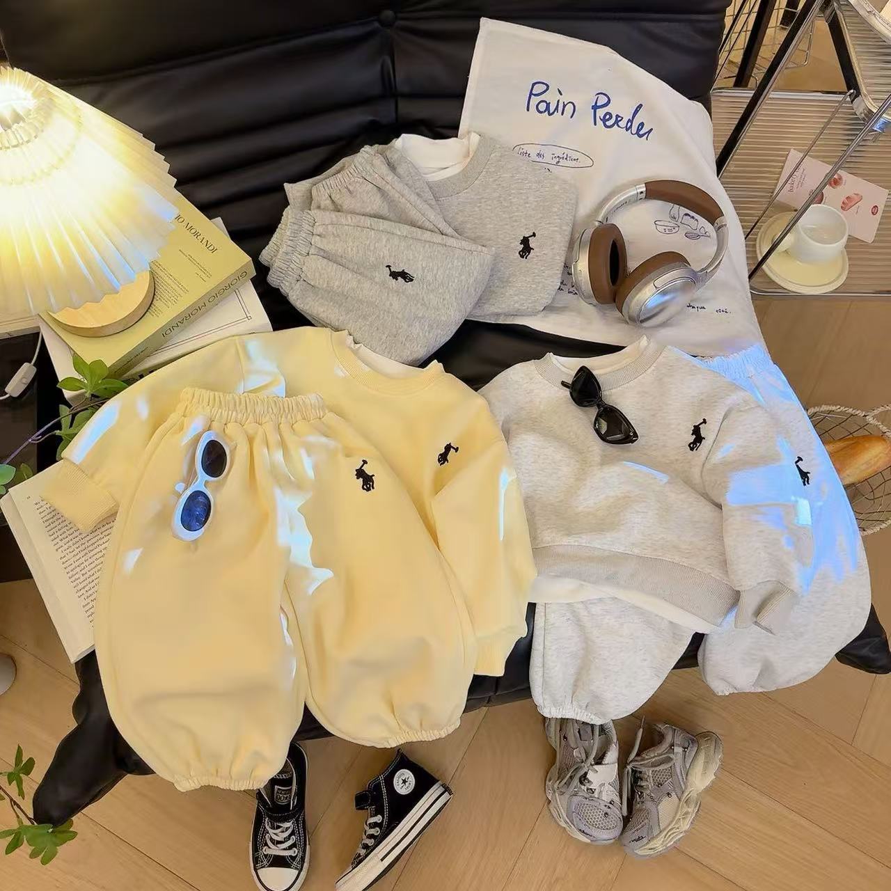 2025 New Autumn Casual Sportswear Embroidered Kids Hoodie Set Korean Style Tracksuit Free Shipping