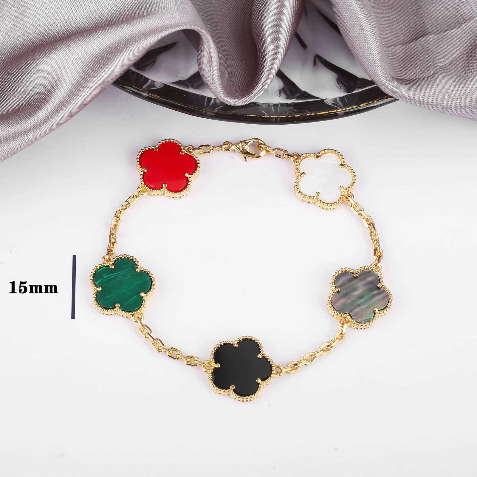 INS Hot Selling 15mm Natural Stone Five Leaf Flower Set Bracelet Necklace Flower Jewelry For Women Free Shipping For Daily WearT251007