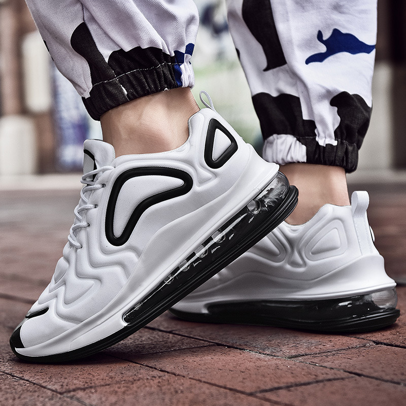 Full length air cushion men's shoes autumn all black couple sports shoes versatile trendy brand middle school students shock-absorbing shoes men's trendy shoes