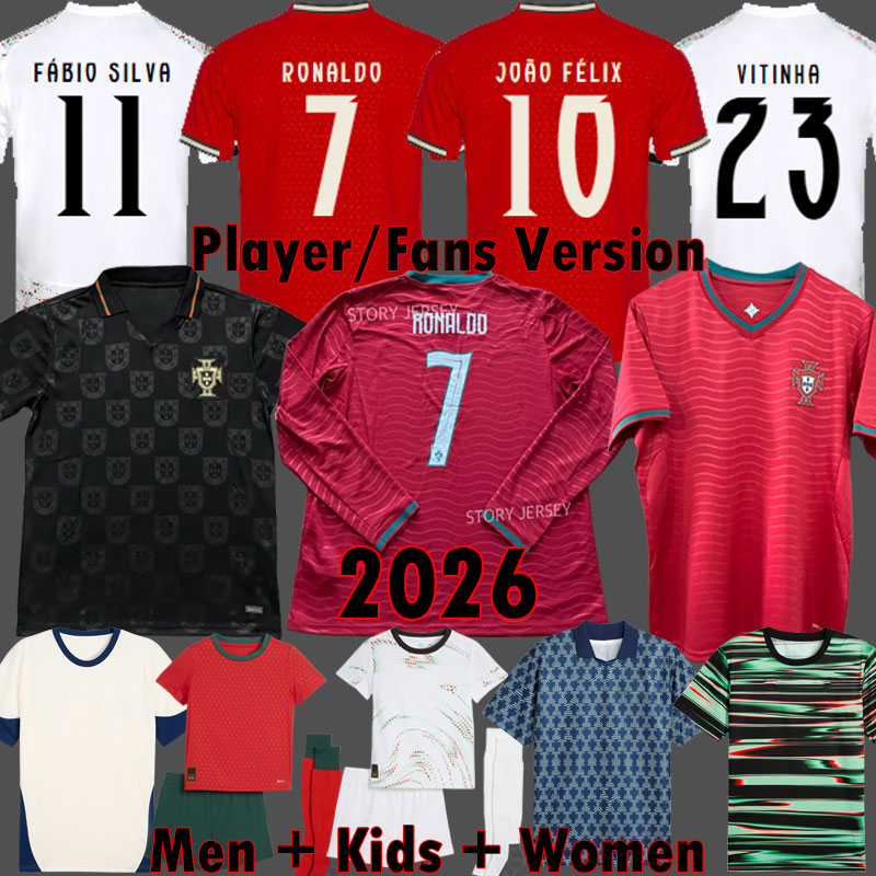 2026 RONALDO Portugal jersey 26 27 JOAO FELIX Soccer Jerseys Portuguese football shirt BERNARDO BRUNO FERNANDES camisa futebol men women kits kids equipment 3XL 4XL