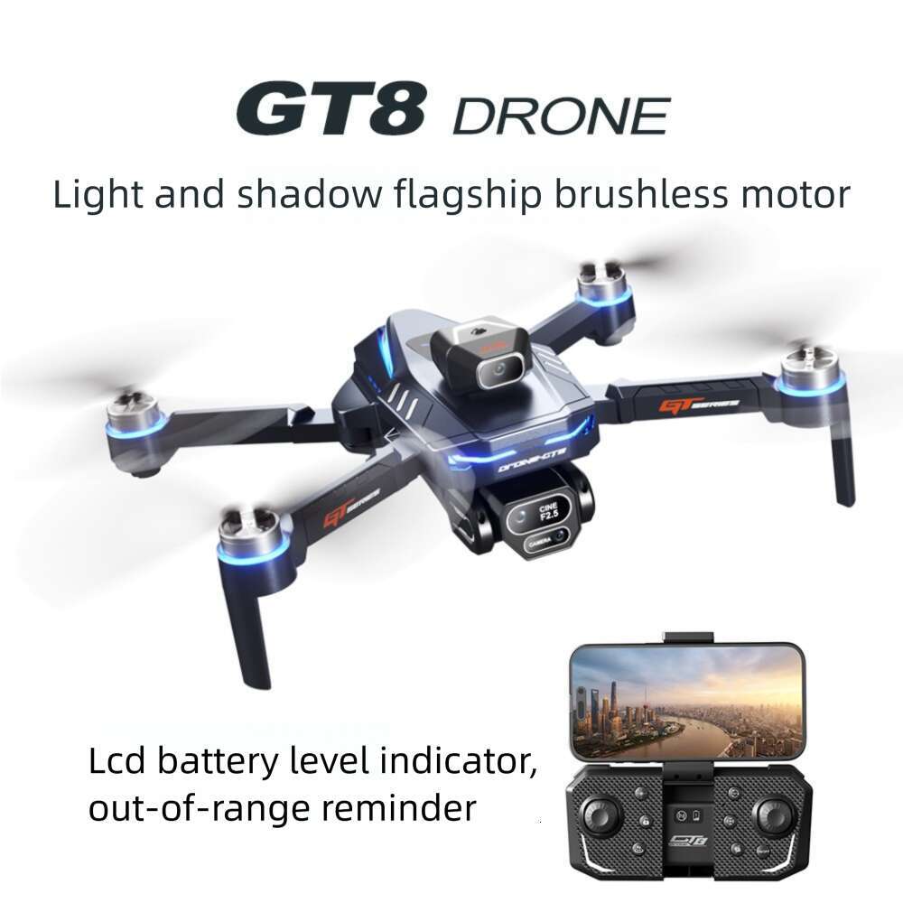 Drone GT Three Camera Aerial Photography Four Axis Brushless Battery Display Over Distance Reminder Remote Control Toy Aircraft