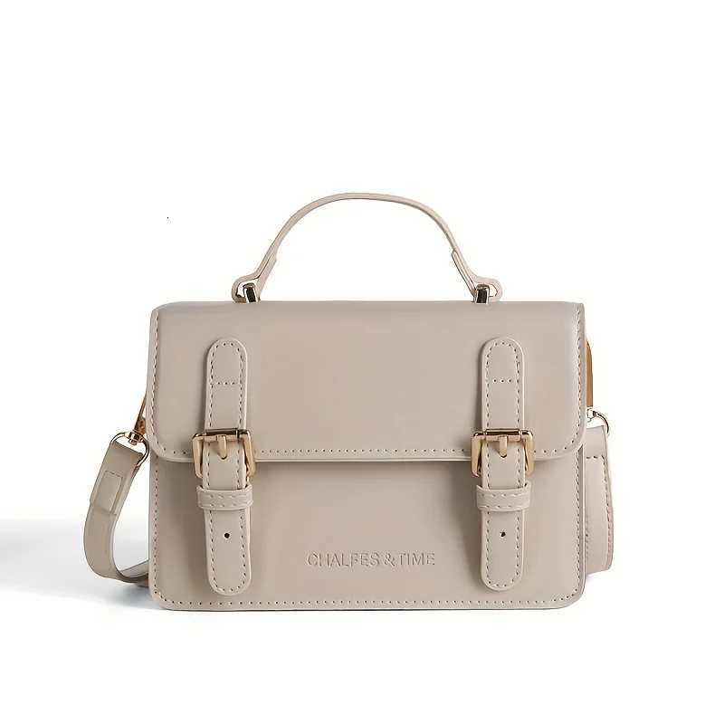 Stylish solidcolor shoulder square bag buckletrimmed flip messenger bag brown wallet homecoming seasonT251007