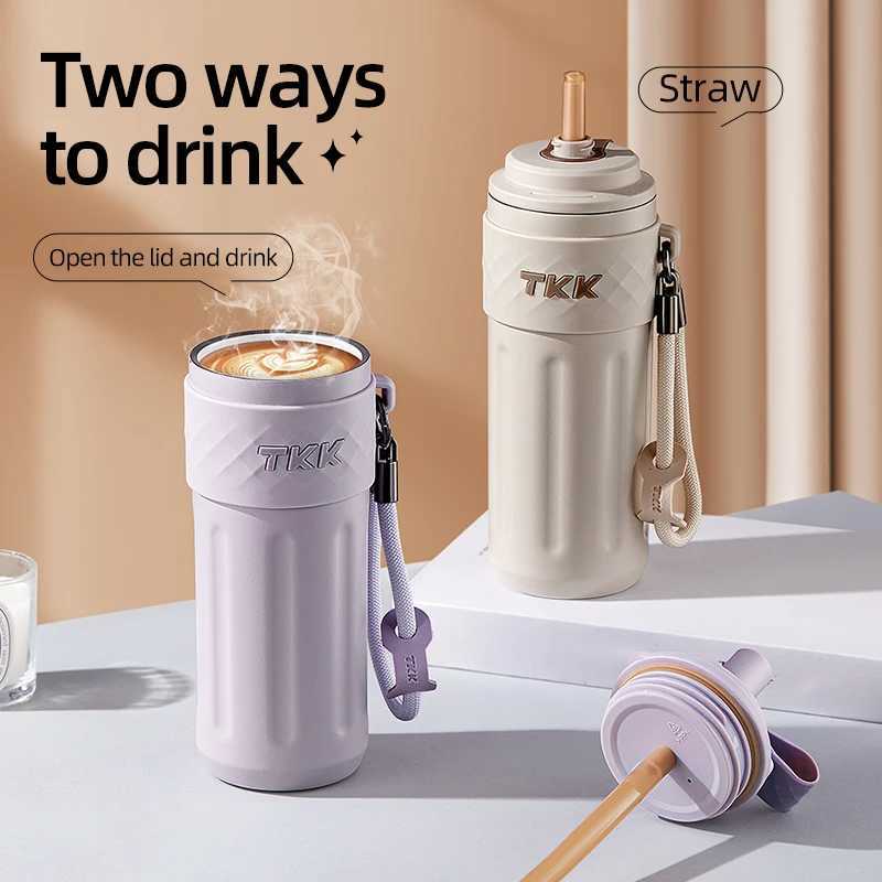 TKK 500ml1609oz SUS316 Ceramic Inner Liner Vacuum Cupwith Straw thermo jugTea Separator LeakProof Portable Insulated kettle C251008