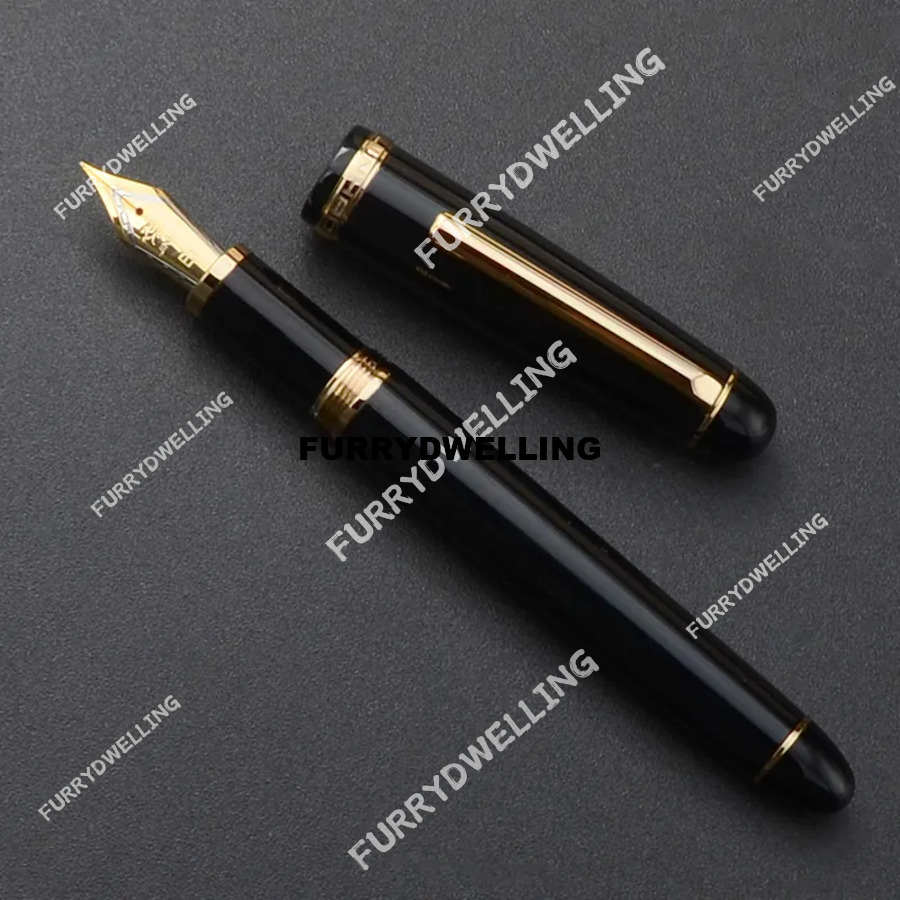 Wholesale 1Pcs Jinhao X350 Black Metal Fountain With Converter EF Nib Golden Clip Pen For Dwe74 Business Gift School Office Supplies Ink Pens No Ink