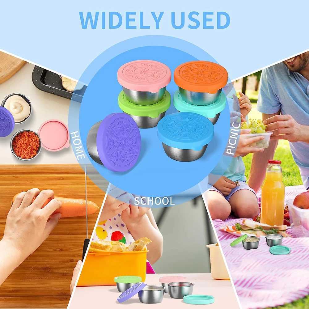 1pc Salad Dressing Container With 135oz40ml Reusable Stainless Steel Cup And Leakproof Silicone Lids For Lunch Box and Picnic C251008