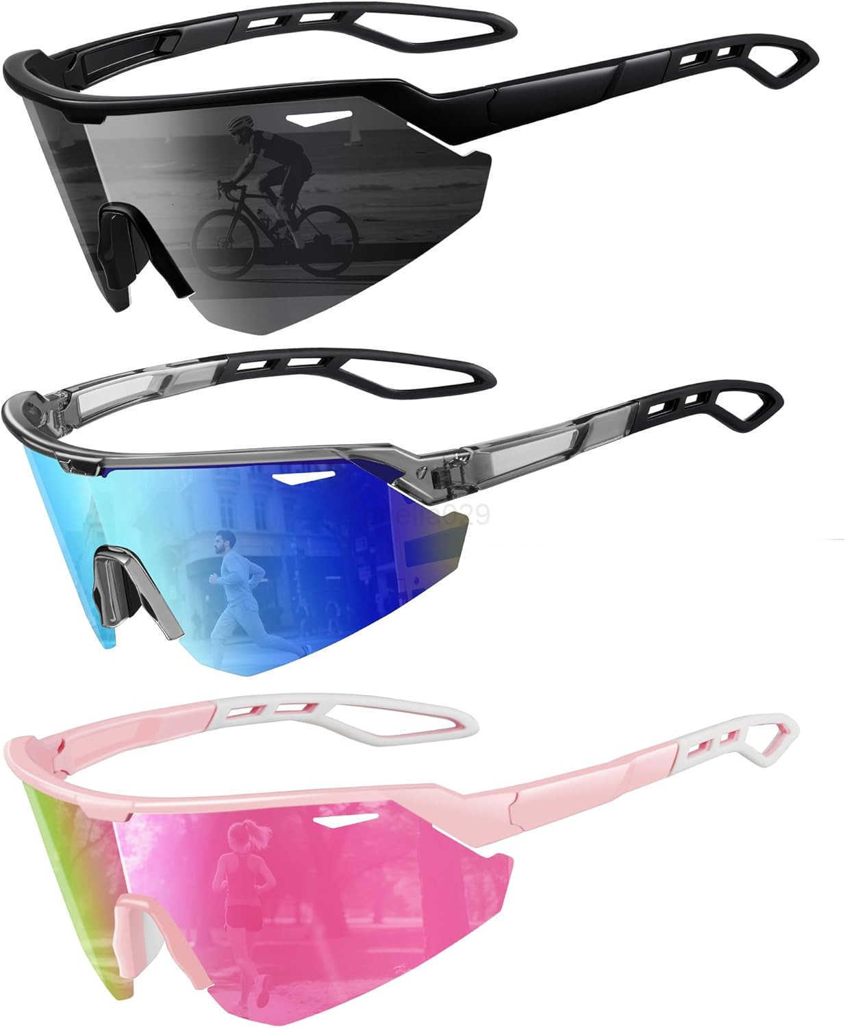 Polarized Sports Sunglasses for Men Women UV400 Protection Lightweight 24g for Running Cycling Baseball Fishing W251008