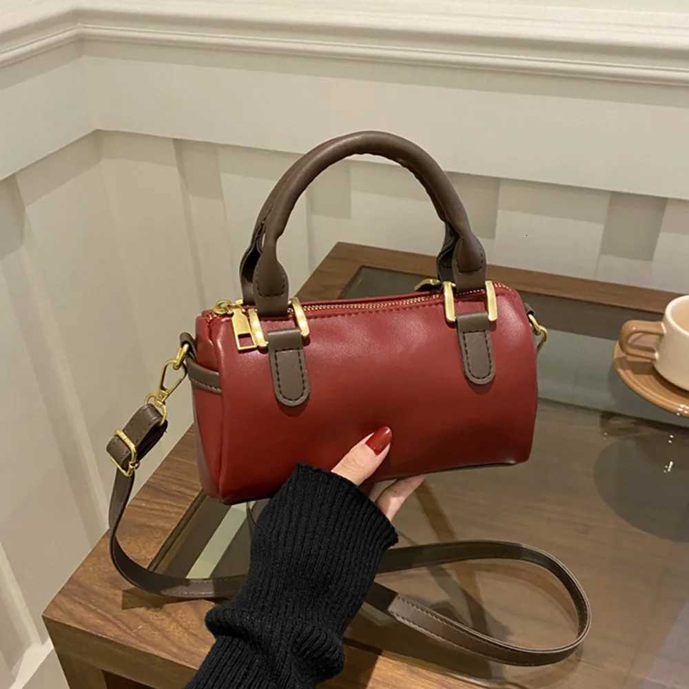 Designer Vintage French Style Bowling Bag Elegant PU Leather Bost Shoder Bag Large Capacity Cute Wen Handbags Work1 Y251120