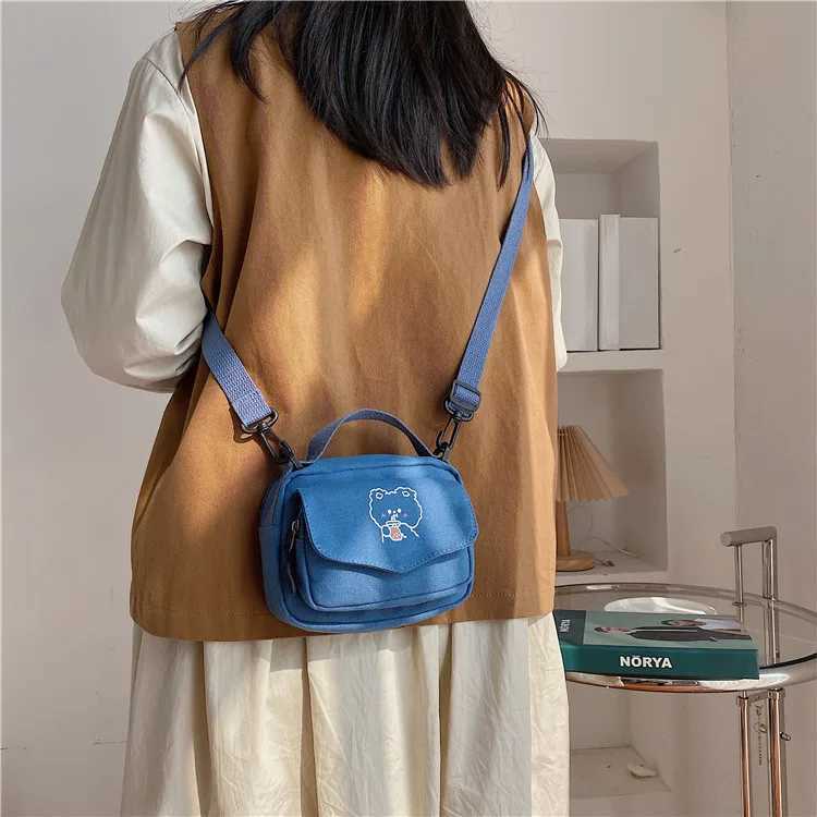 Cute girl canvas bag collision color cute Japanese waterproof travel crossbody bag student shoulder bagT251007