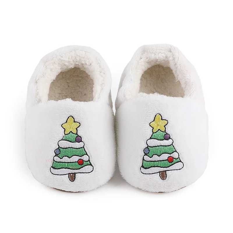 Baby Nonslip Floor Shoes Cute Infant Baby Warm Slipper With Soft Sole Infant Toddler Christmas Tree Printed Walking Shoes 018M C251008