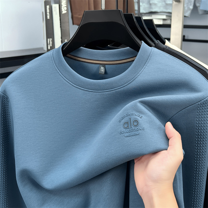 Autumn Winter Air Designer Hoodie Layer Sweatshirt Men Classic Round Neck Casual Designer Shirt Solid Color Simple Versatile Long Sleeve T-shirt Base 