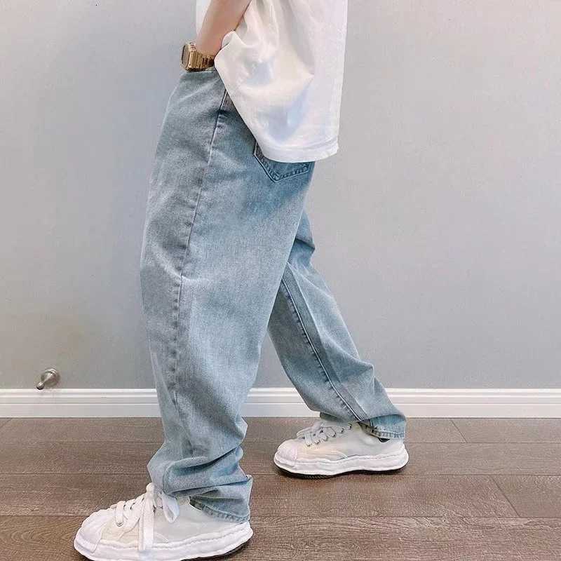 Hip Hop Harajuku Men Baggy Jeans Light Blue Straight Oversize Casual Wide Leg Denim Pants Streetwear Loose Korean Trousers Z251008