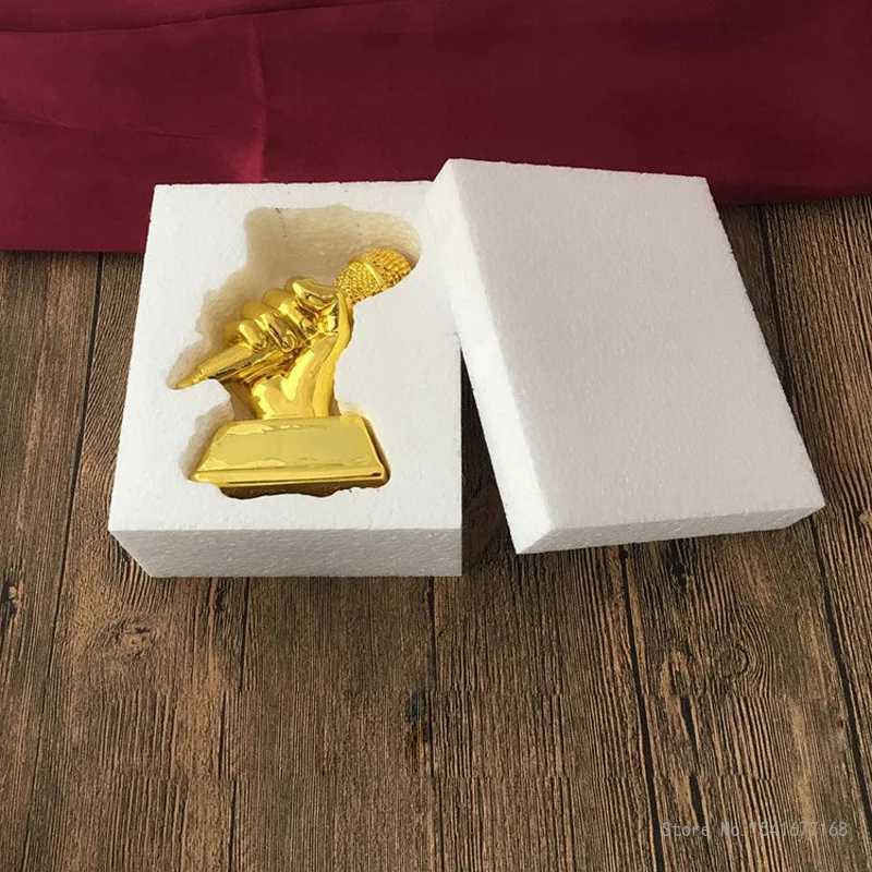 Golden Microphone Trophy Good Vo Trophy sic Award Cup Singing Cpetition Reward 1Pc Y251008